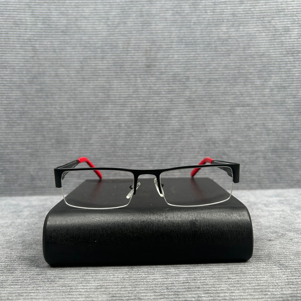 Black Red Semi Rimless Rectangular Y2k Eyeglass Frames Mod CLR-1230 54-13-135